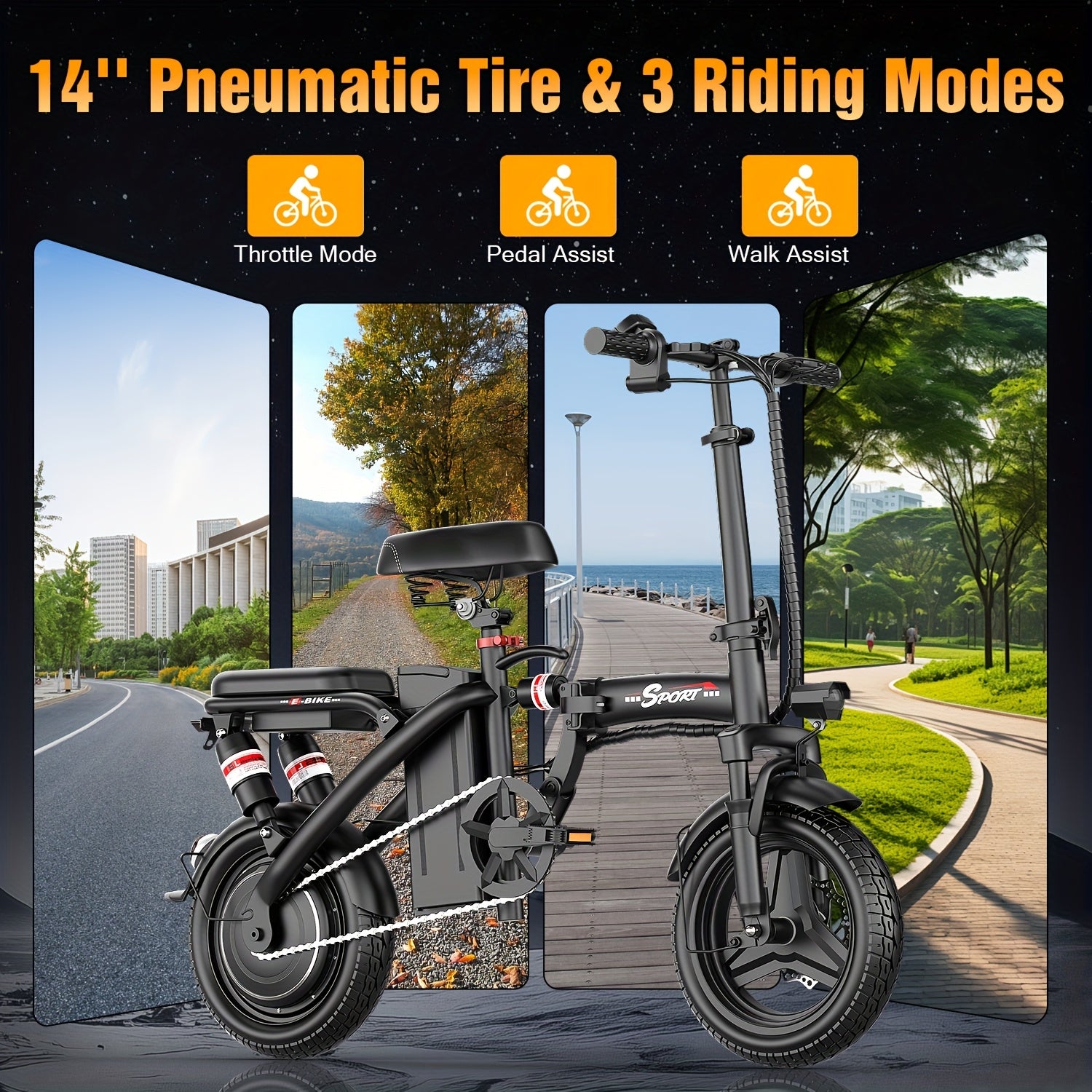 650W Heavy-Duty Adult Electric Bike - 48V E-Bike with Front Headlight, Rear Brake Light & Rapid Charging