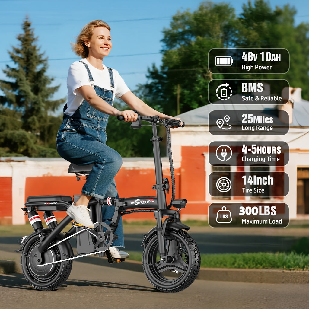 650W Heavy-Duty Adult Electric Bike - 48V E-Bike with Front Headlight, Rear Brake Light & Rapid Charging