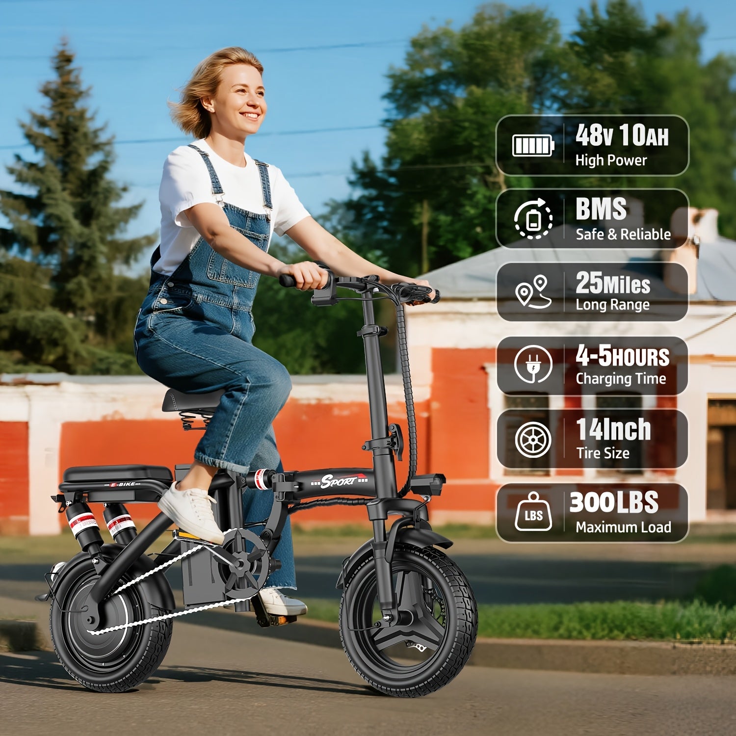 650W Heavy-Duty Adult Electric Bike - 48V E-Bike with Front Headlight, Rear Brake Light & Rapid Charging