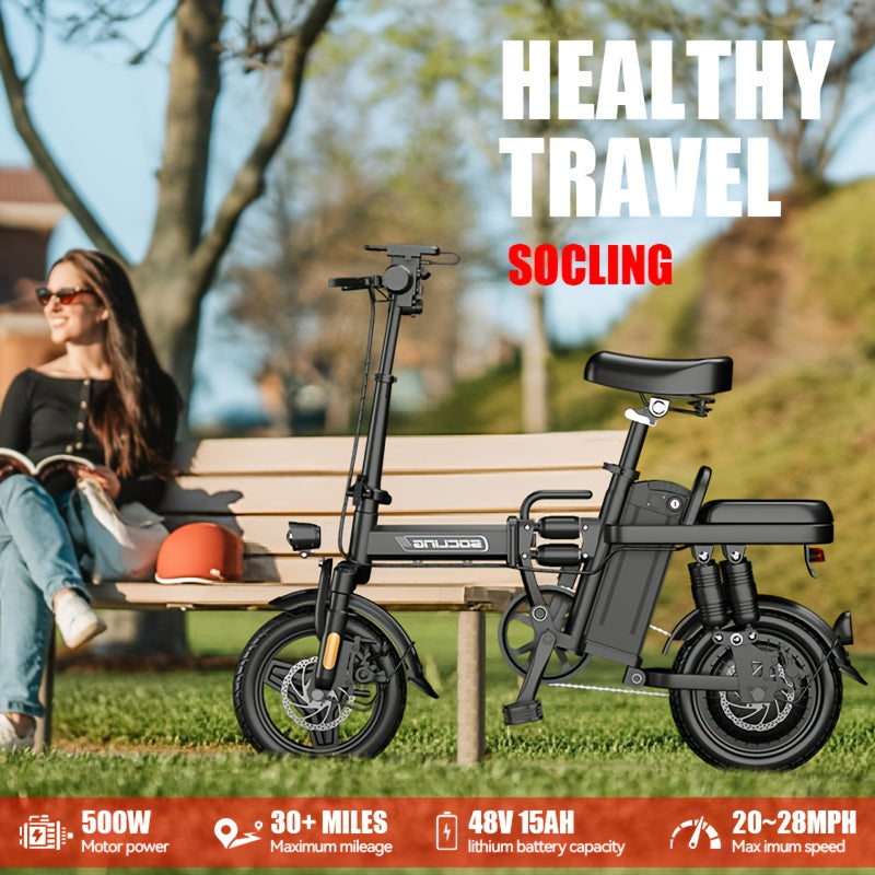 500W Electric Bike for Adults, 48V 8\u002F15AH Removable Battery, Maximum 25-28MPH & 35 Miles