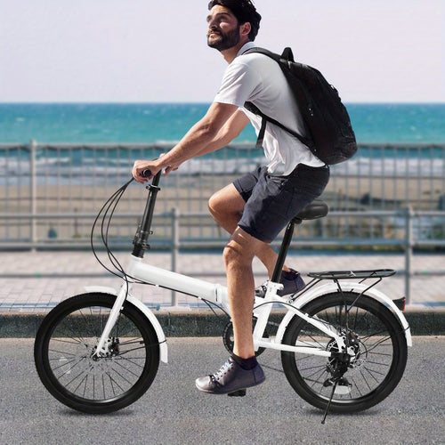 20-Inch Folding Bike - 7-Speed Foldable Bicycle with Front & Rear Disc Brakes & Fenders