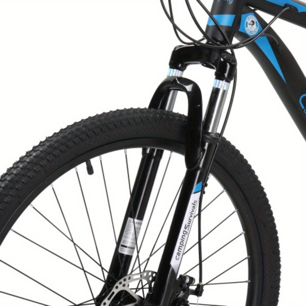 26in 21 - Speed Black & Blue Explorer Mountain Bike - High - Carbon Steel - Ideal for Off - Road Exploration