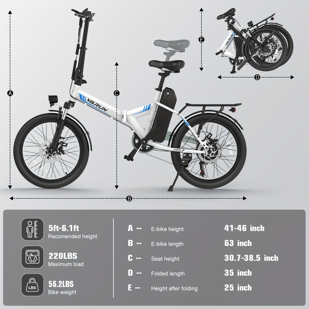 20-inch Adult Electric Bicycle, Foldable Electric Bicycle