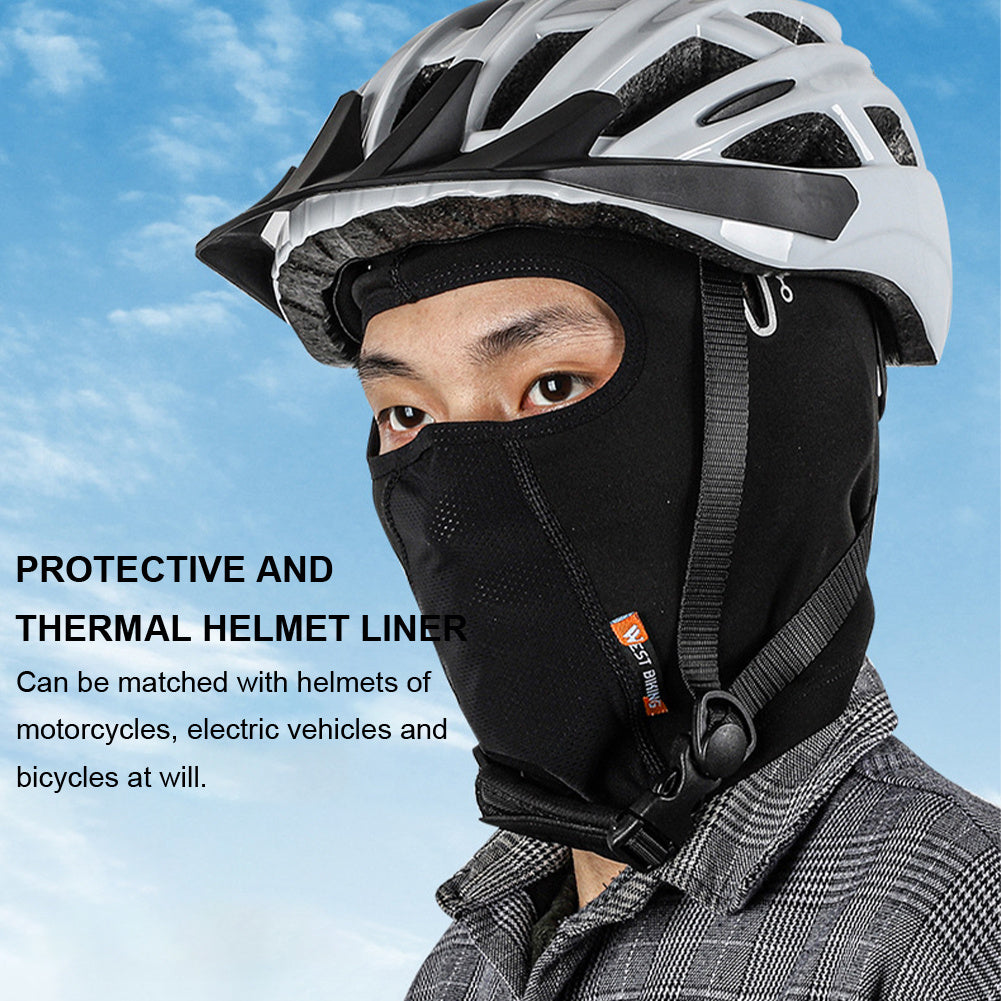 Unisex Cycling Cap Outdoor Sports Balaclava Fleece Lining Windproof Bicycle Cap Neck Gaiter Headgear Helmet Liner