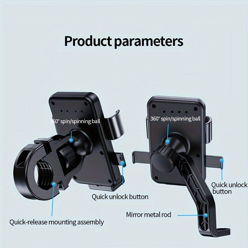 1pc Motorcycle Phone Holder, Bicycle Phone Holder, Shock-absorbing And Stable Handlebar Phone Holder