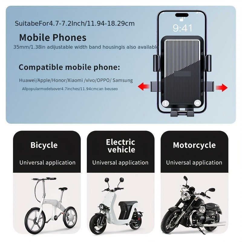 1pc Motorcycle Phone Holder, Bicycle Phone Holder, Shock-absorbing And Stable Handlebar Phone Holder