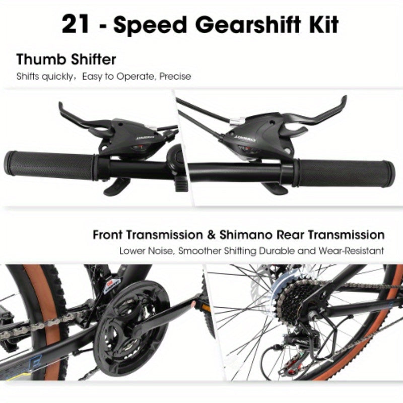 A24301 Ecarpat Mountain Bike 24 Wheels, 21-Speed Mens Womens Trail Commuter City Mountain Bike