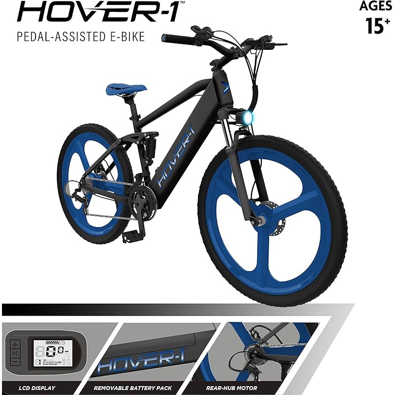 Hover-1 Instinct Electric Bike with 350W Motor, 18 mph Max Speed, 26” Tires