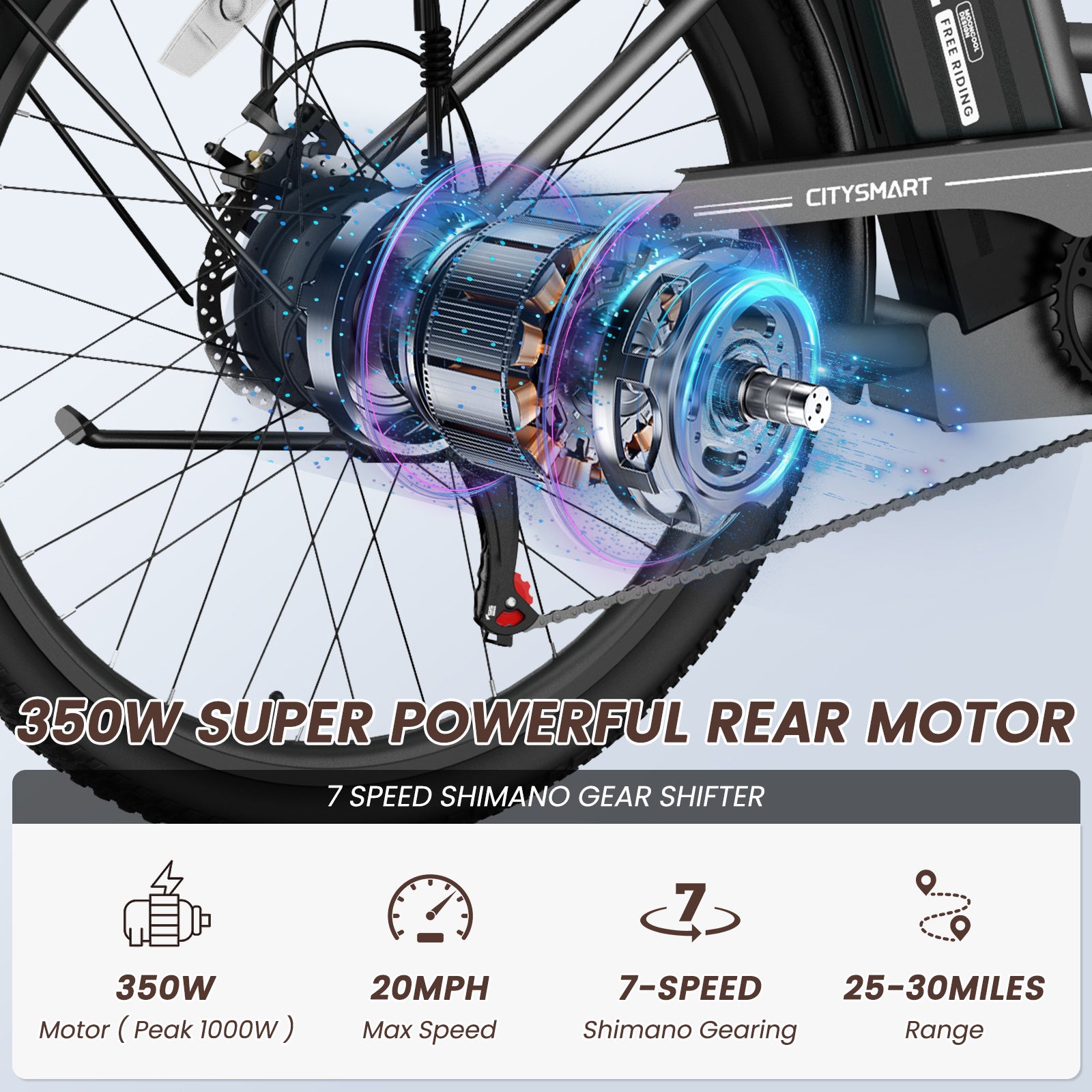 Electric Bike for Adults,36V 350W Ebike with Removable Battery, 26”Electric Bicycles