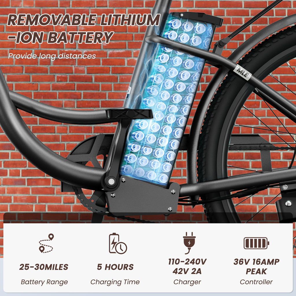 Electric Bike for Adults,36V 350W Ebike with Removable Battery, 26”Electric Bicycles