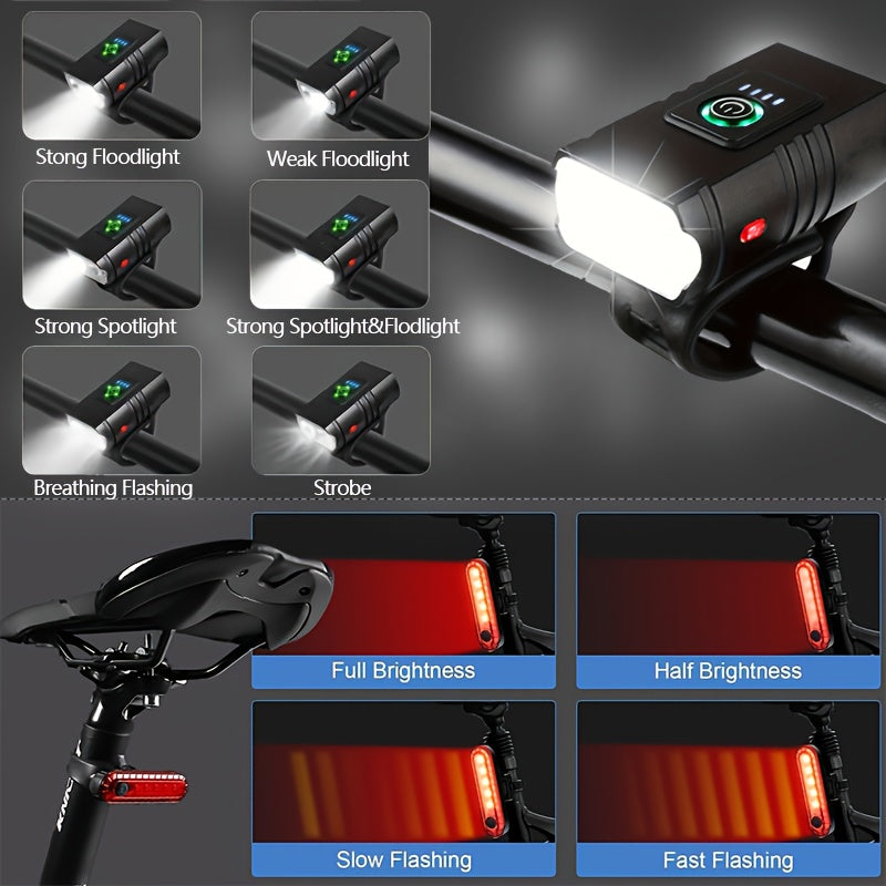 High Brightness T6 Dual LED! Bicycle Front Light, USB Charging