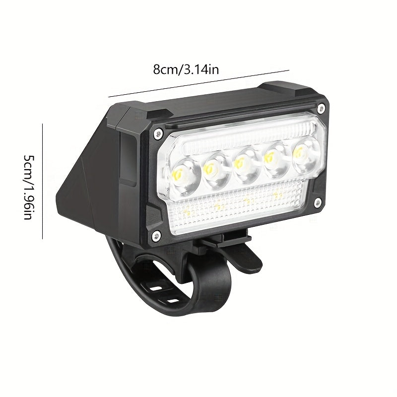 Bicycle Front Light, 5 LED Super Bright with Battery Display, Smart 5 Modes, Light Sensor