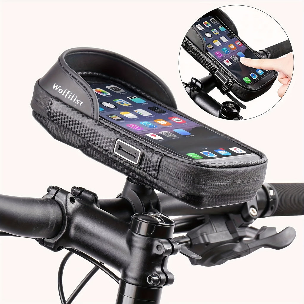 BUCKLOS Multi-Directional Adjustable Bike Phone Holder - Front Top Tube Touch Screen Mount with Stand
