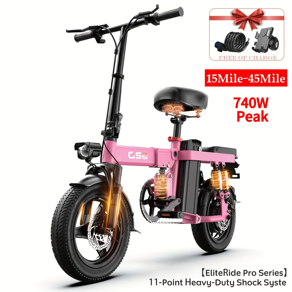 Electric Bike for Adults Peak 740W, 230 MPH Max Speed Folding Electric Bicycles, 14\