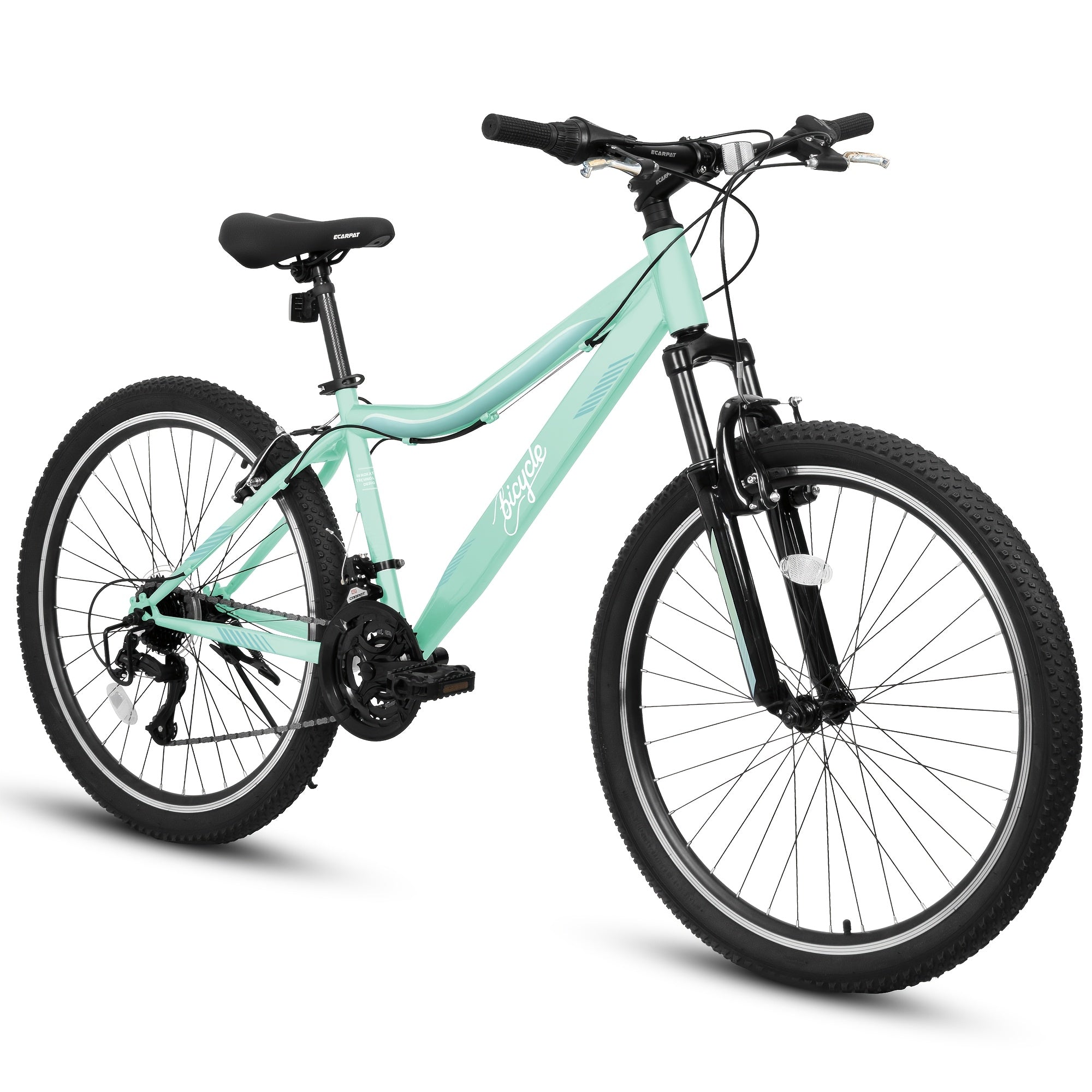 Women's & ' Pastel Mint Mountain Bike 24\u002F26 Inch - 21-Speed Bike with Front Suspension