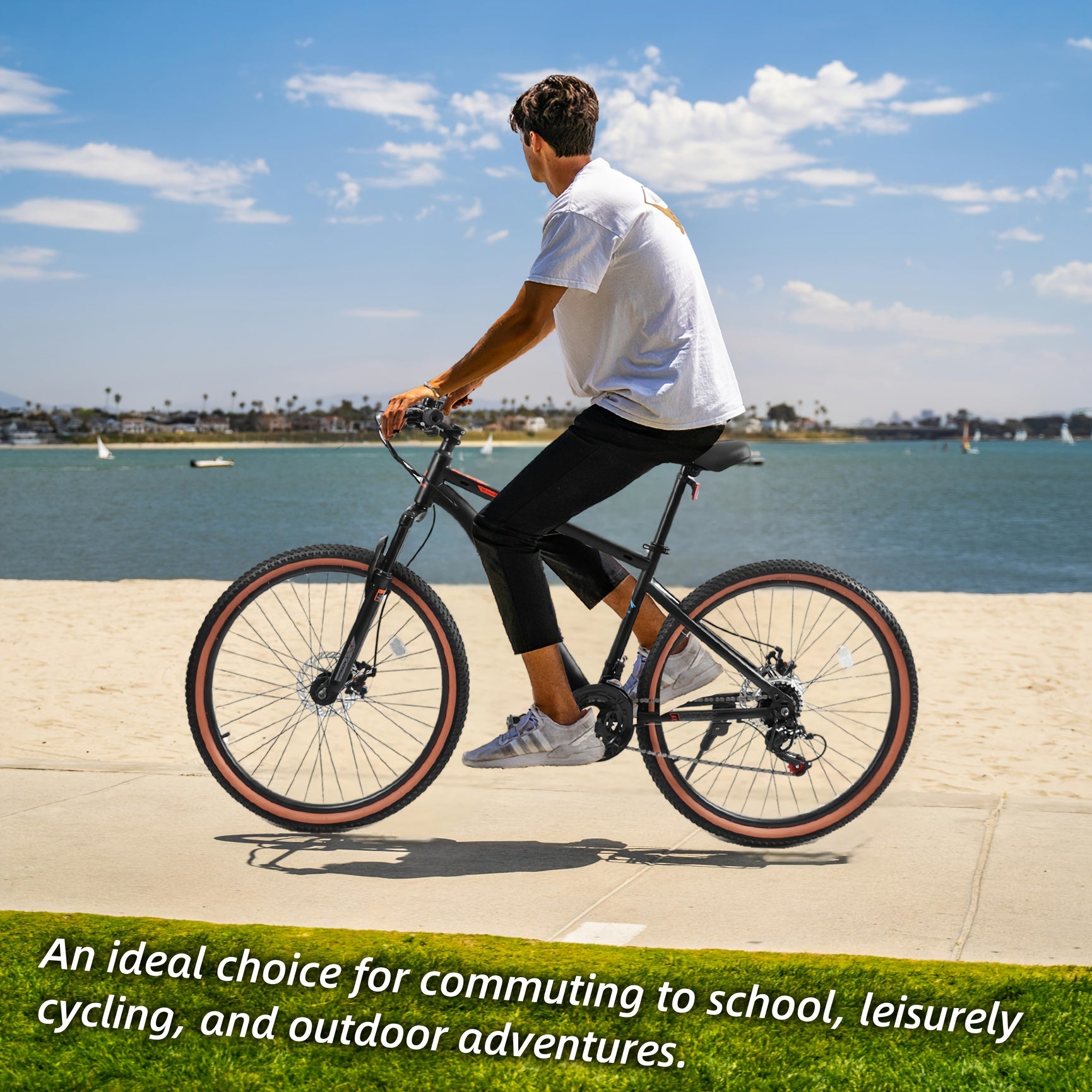 Mountain Bike 24 Inch Wheel, 21-Speed Disc Brakes Thumb Shifter