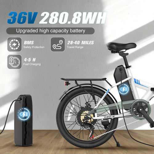 20-inch Adult Electric Bicycle, Foldable Electric Bicycle