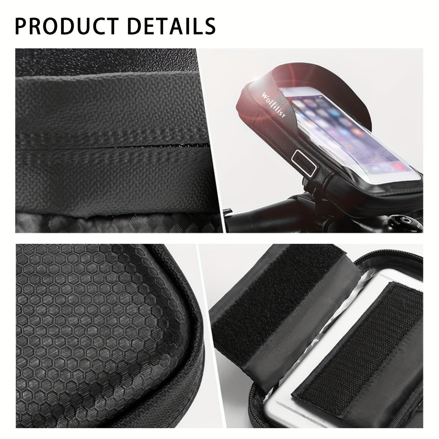 Bicycle Front Frame Handlebar Bag - Phone Mount for Bikes, Holder Case for Phones