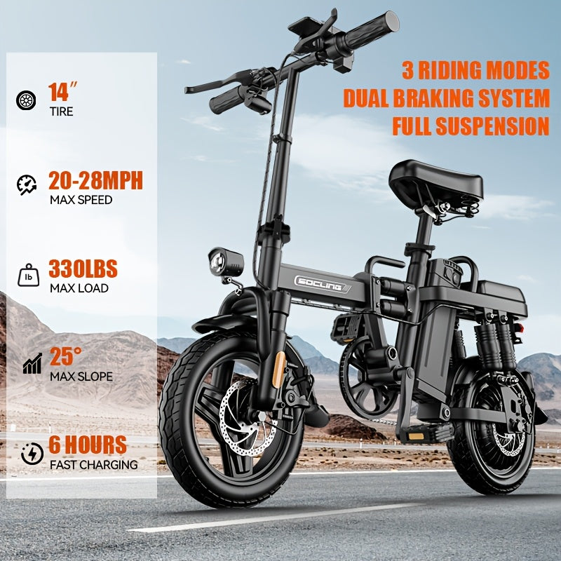 Electric Bike For Adults, 48V 8\u002F15AH Removable Battery, Maximum 20-28MPH & 30+ Miles