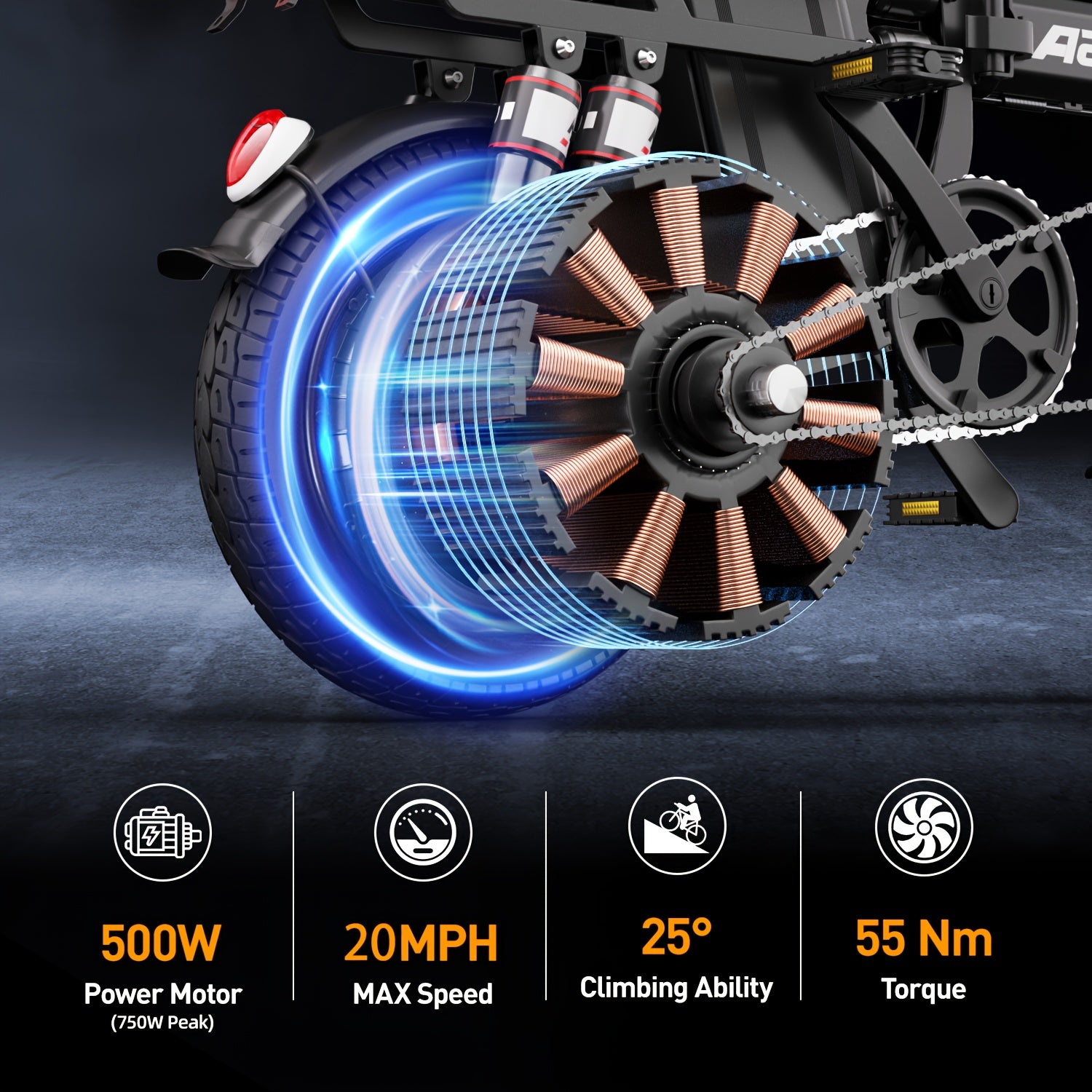 Three-Speed Folding Ebike with 20 MPH Fast Speed