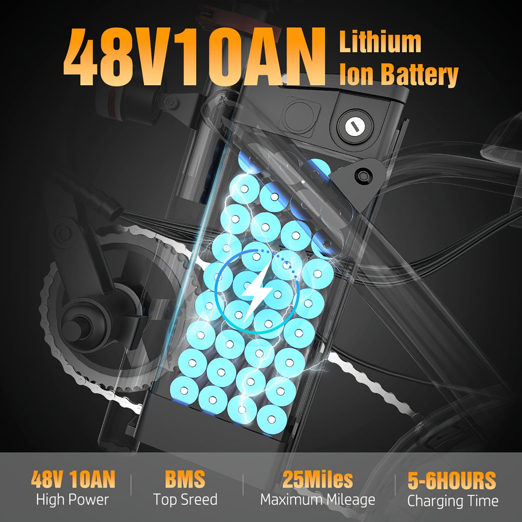 650W Heavy-Duty Adult Electric Bike - 48V E-Bike with Front Headlight, Rear Brake Light & Rapid Charging