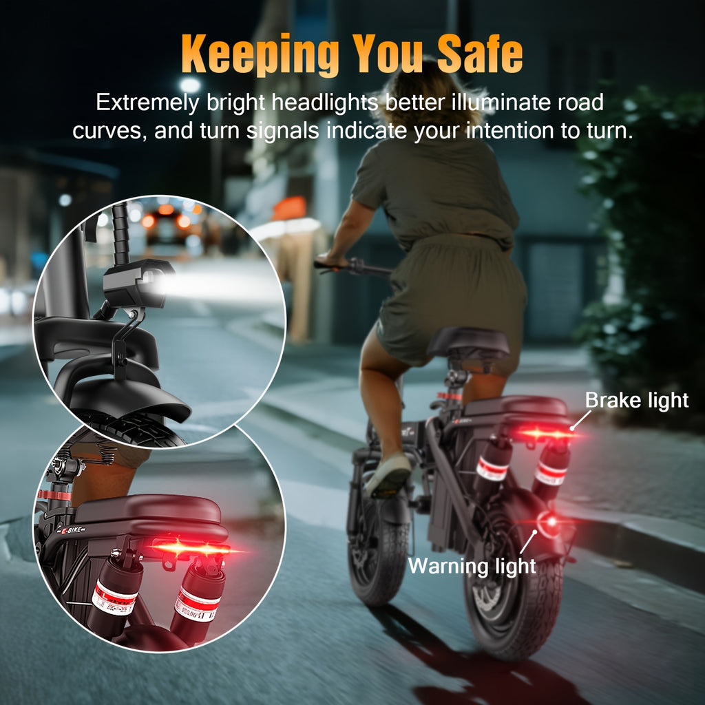 650W Heavy-Duty Adult Electric Bike - 48V E-Bike with Front Headlight, Rear Brake Light & Rapid Charging