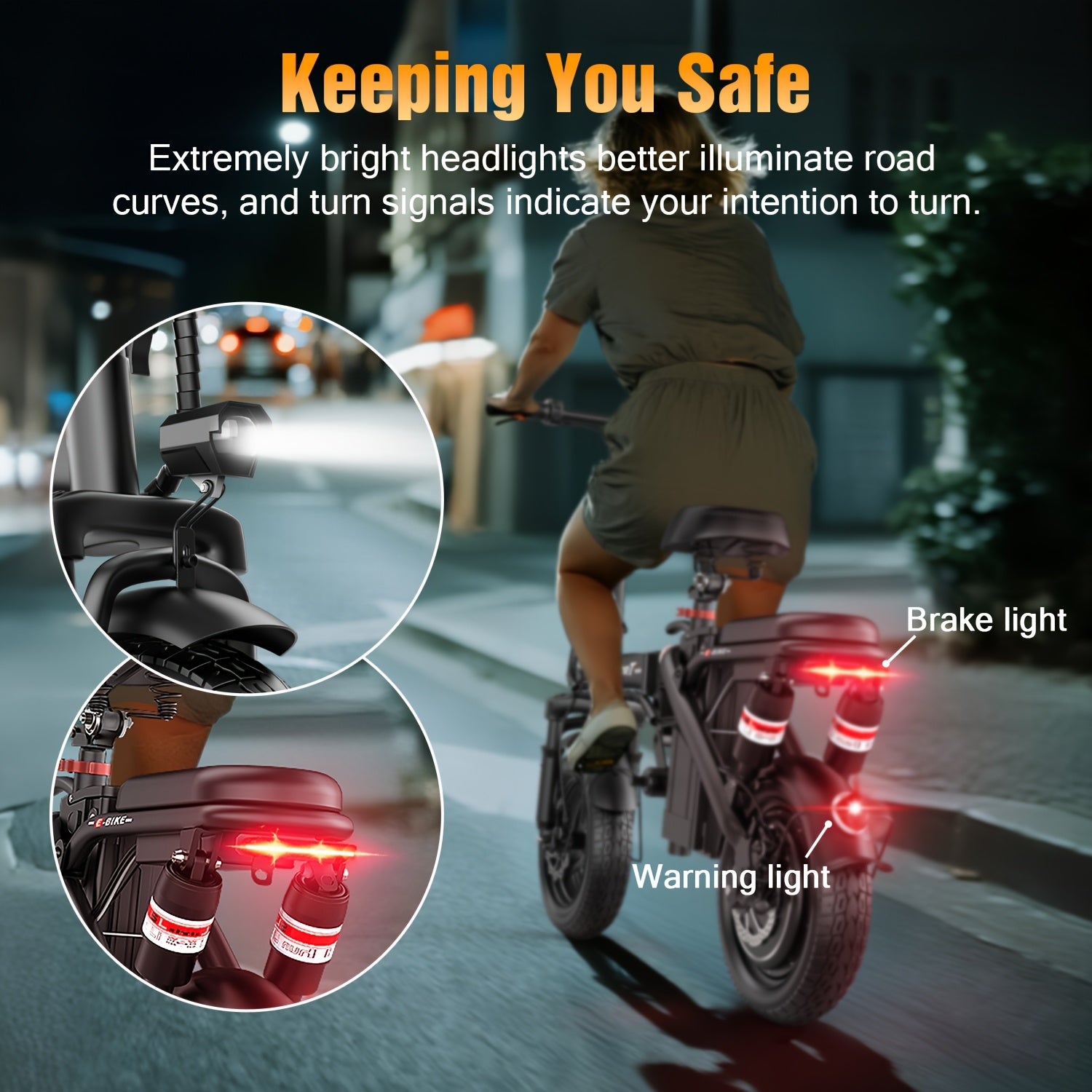 650W Heavy-Duty Adult Electric Bike - 48V E-Bike with Front Headlight, Rear Brake Light & Rapid Charging