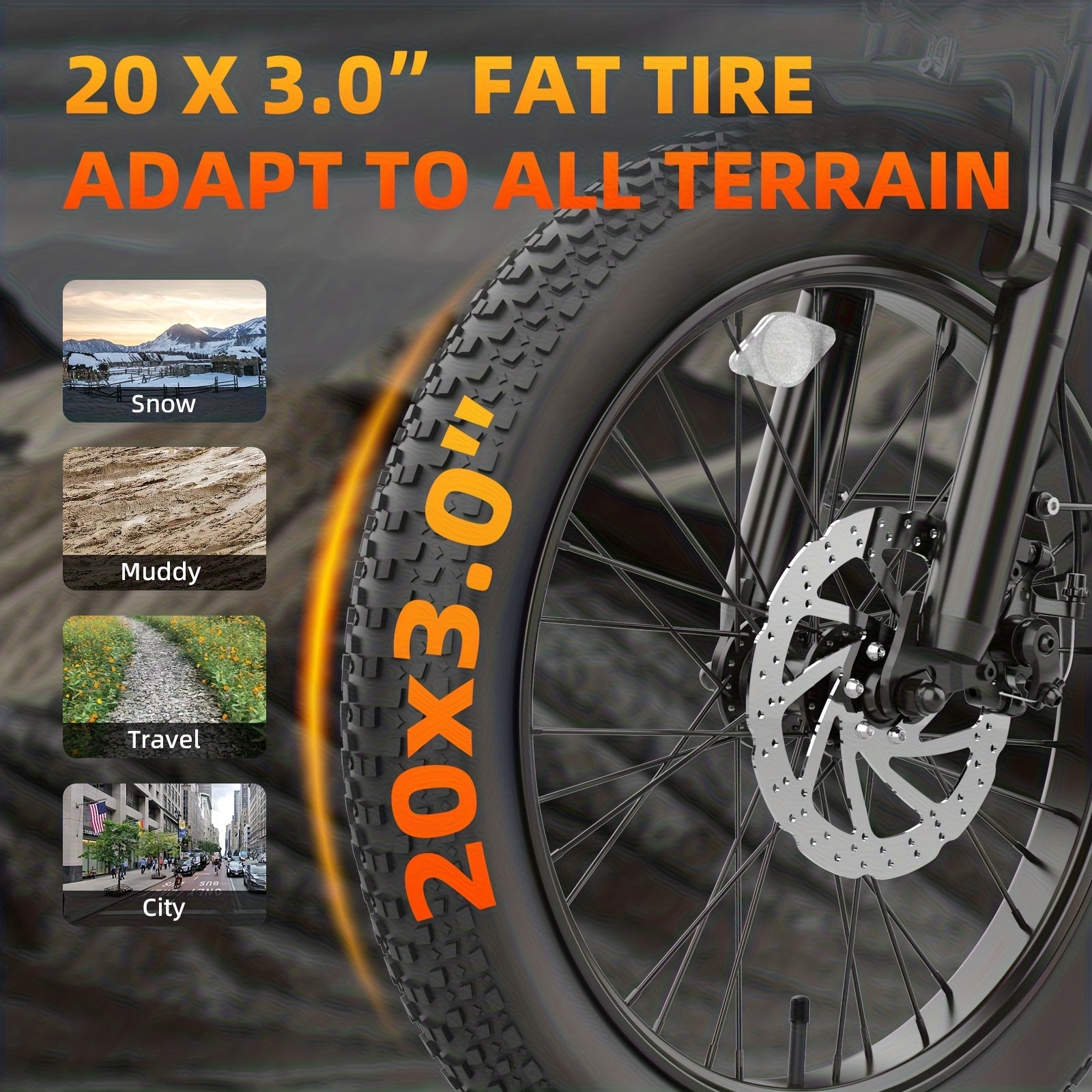 A03 Adult Electric Bike With 48V Large Battery 60-Mile Range 20x3.0-Inch