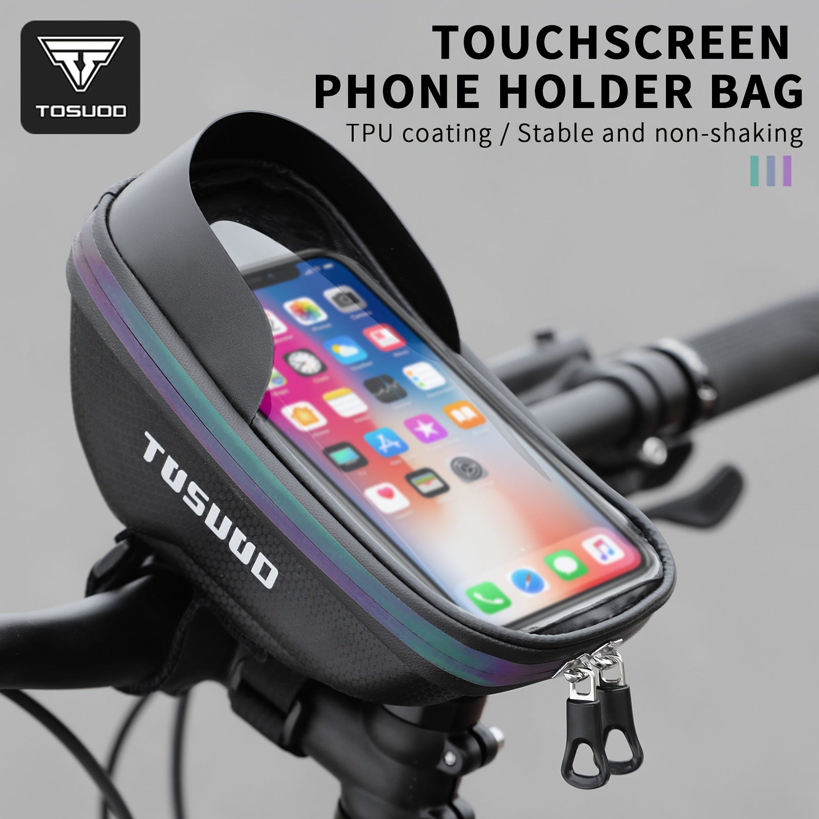 TOSUOD Bike Handlebar Bag - Heavy-Duty High Quality Cycling Computer & Phone Case Holder
