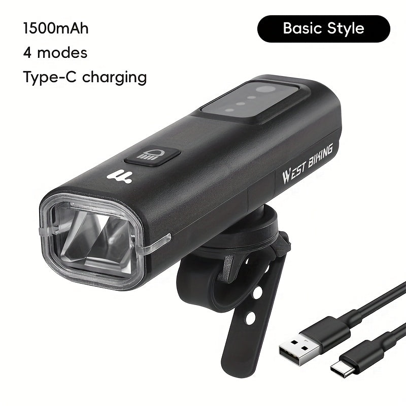 WEST BIKING Smart Bike Light 400LM USB-C Quick Charge Bike Headlight with Control