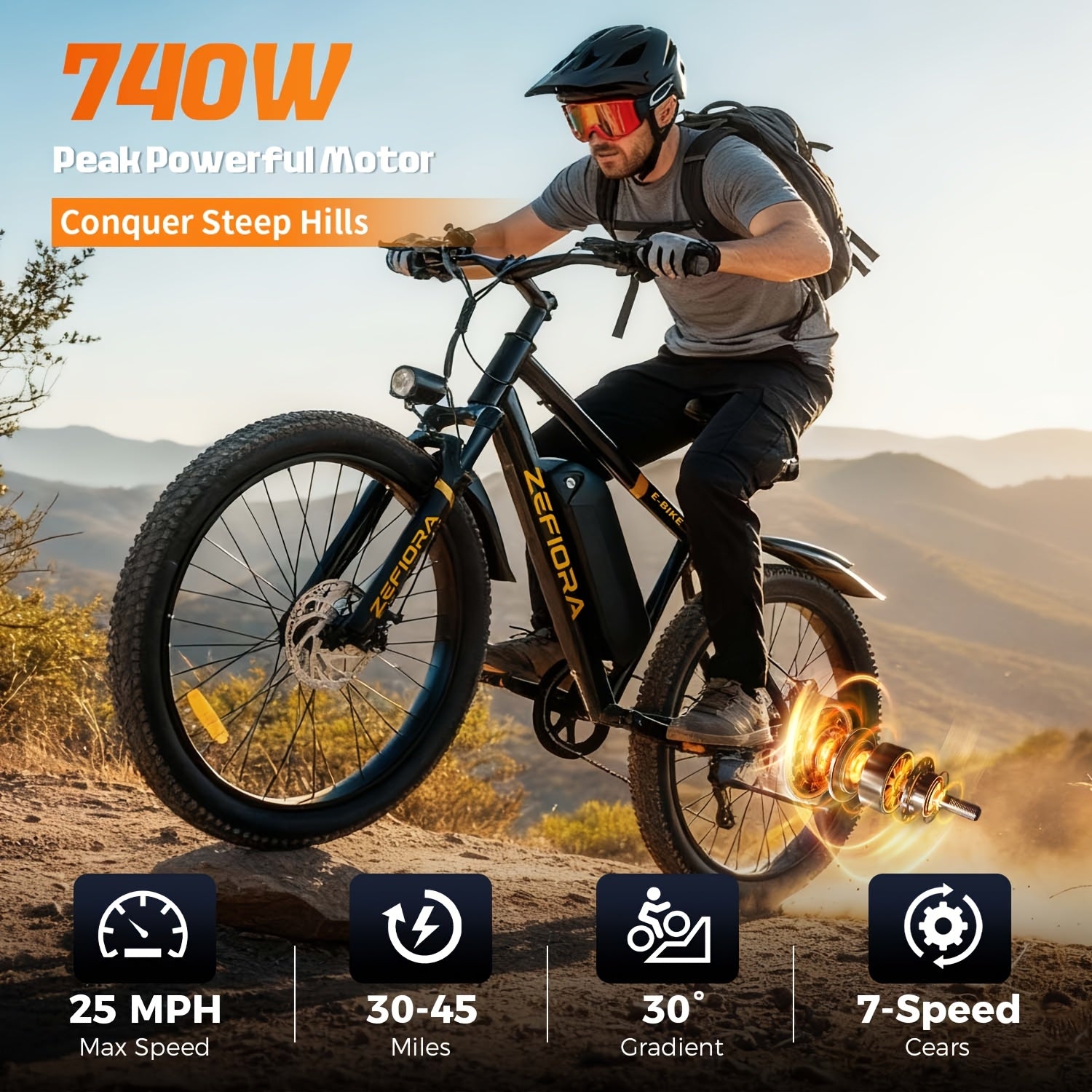 Electric Bike For Adults With Peak 750W Brushless Motor