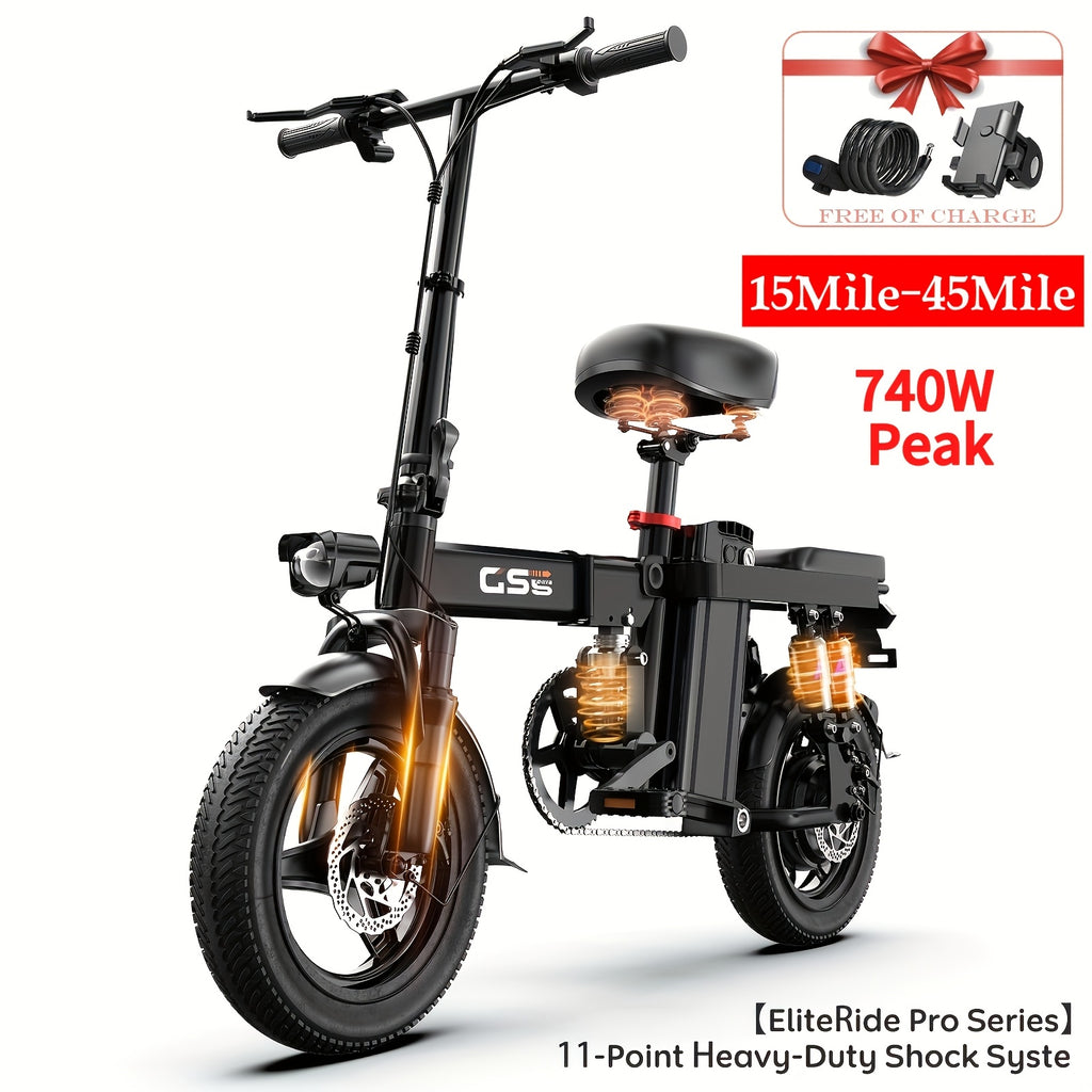 Electric Bike for Adults Peak 740W, 230 MPH Max Speed Folding Electric Bicycles, 14\