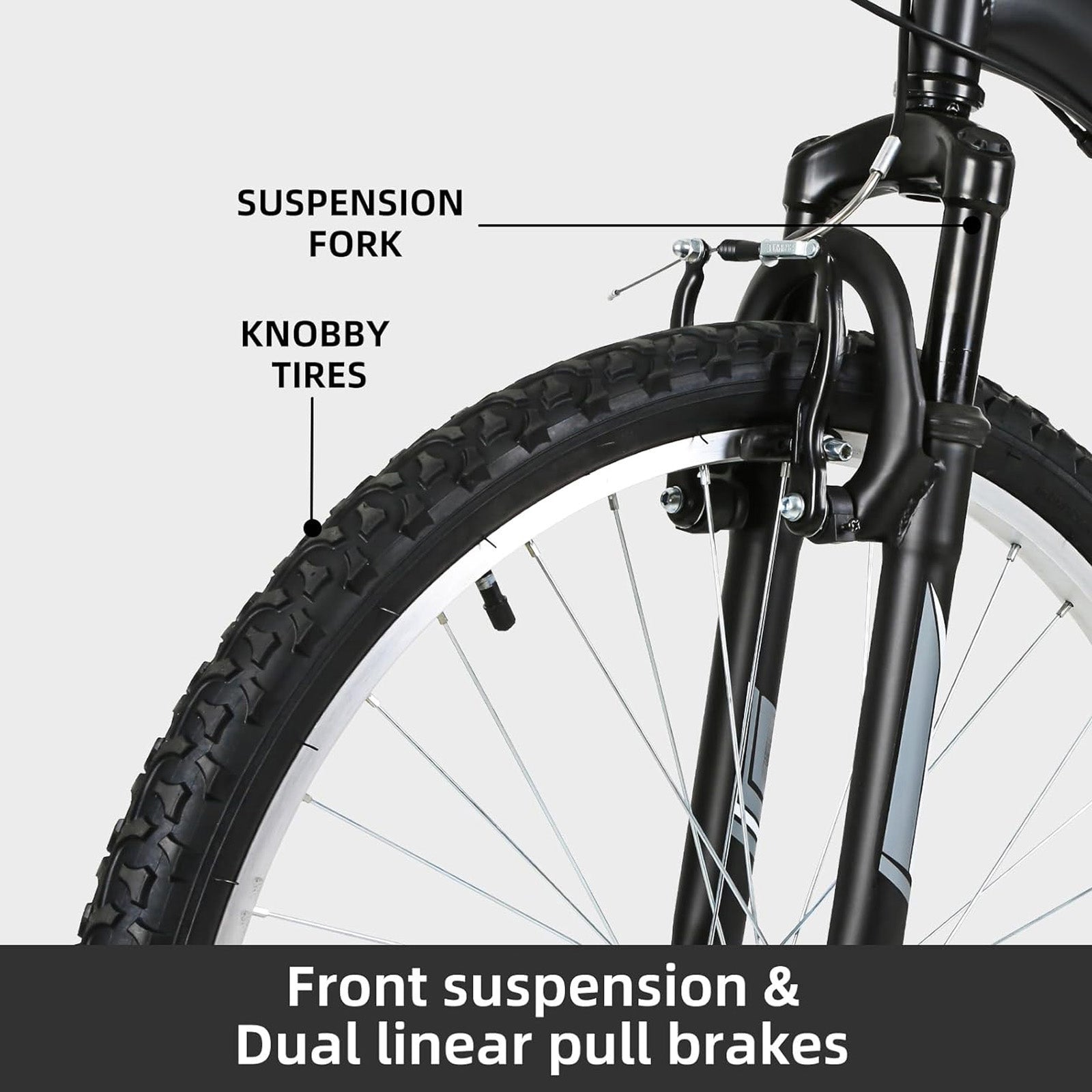 26 Inch 18-Speed Full Suspension Mountain Bike with V-Brakes & Alloy Steel Frame