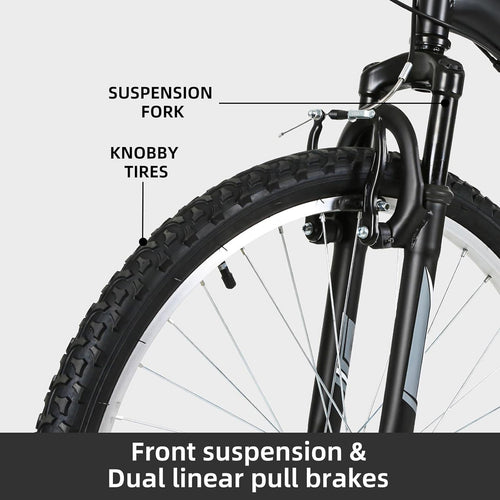 26 Inch 18-Speed Full Suspension Mountain Bike with V-Brakes & Alloy Steel Frame
