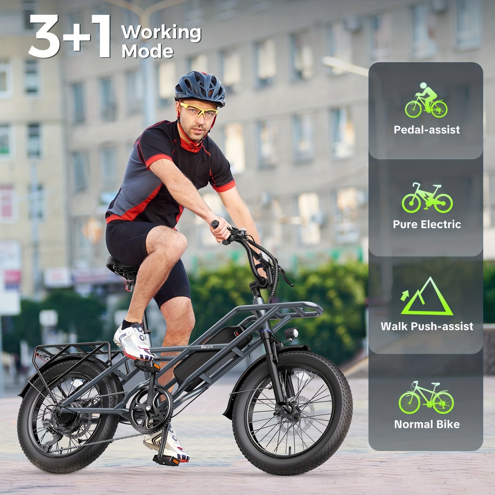 A03 Adult Electric Bike With 48V Large Battery 60-Mile Range 20x3.0-Inch