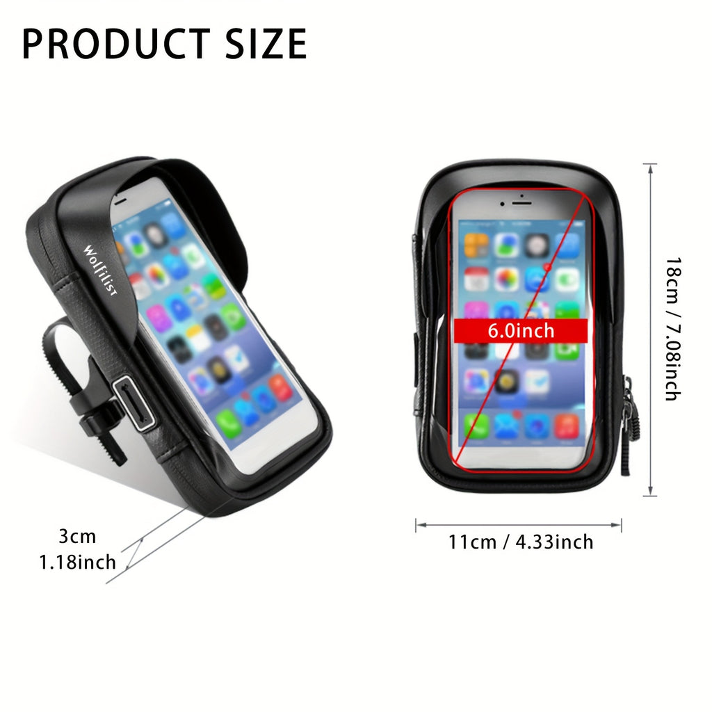 Bicycle Front Frame Handlebar Bag - Phone Mount for Bikes, Holder Case for Phones