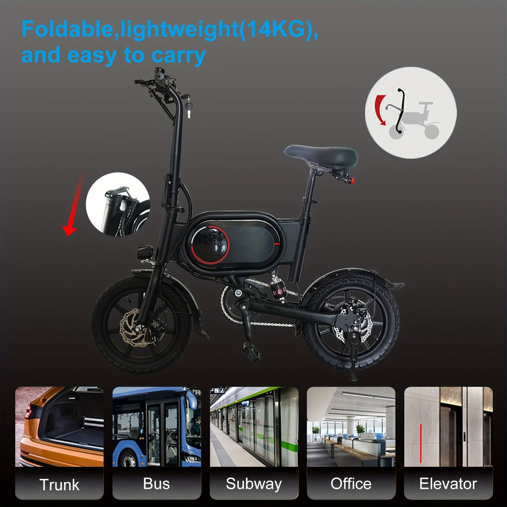 Foldable Adult Electric Bicycle Features 14-inch Tires, A 350W Motor, A 7.5ah Lithium Battery