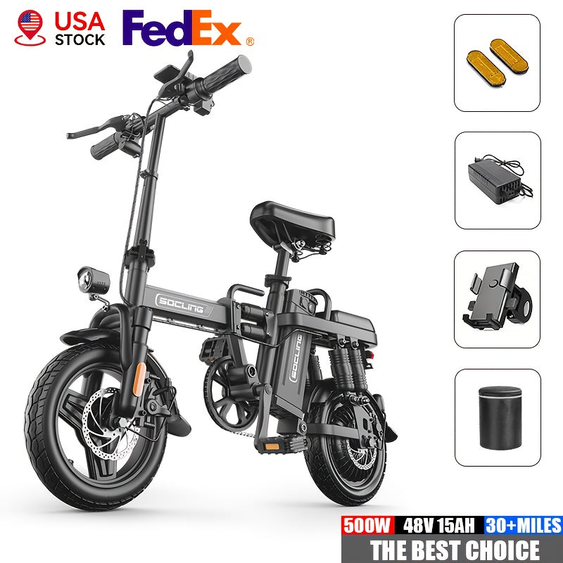 500W Electric Bike for Adults, 48V 8\u002F15AH Removable Battery, Maximum 25-28MPH & 35 Miles