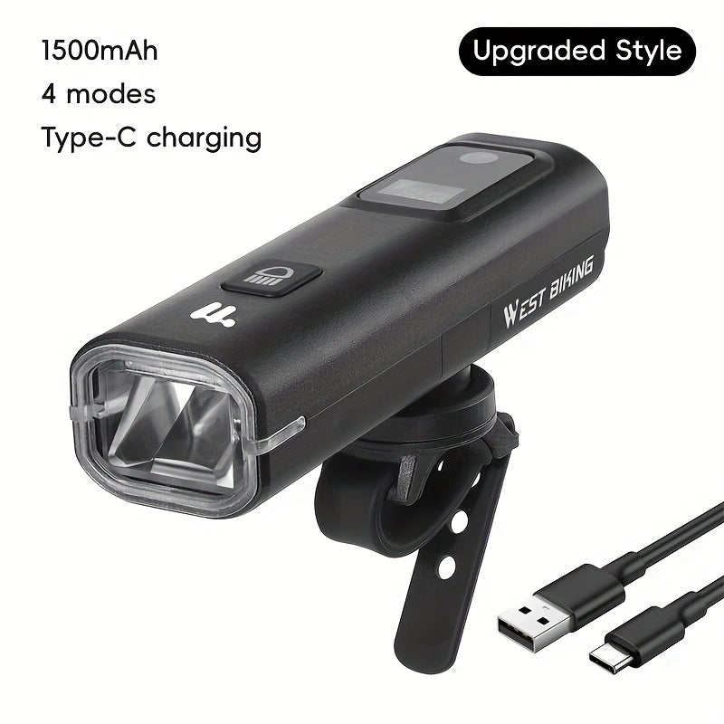 WEST BIKING Smart Bike Light 400LM USB-C Quick Charge Bike Headlight with Control
