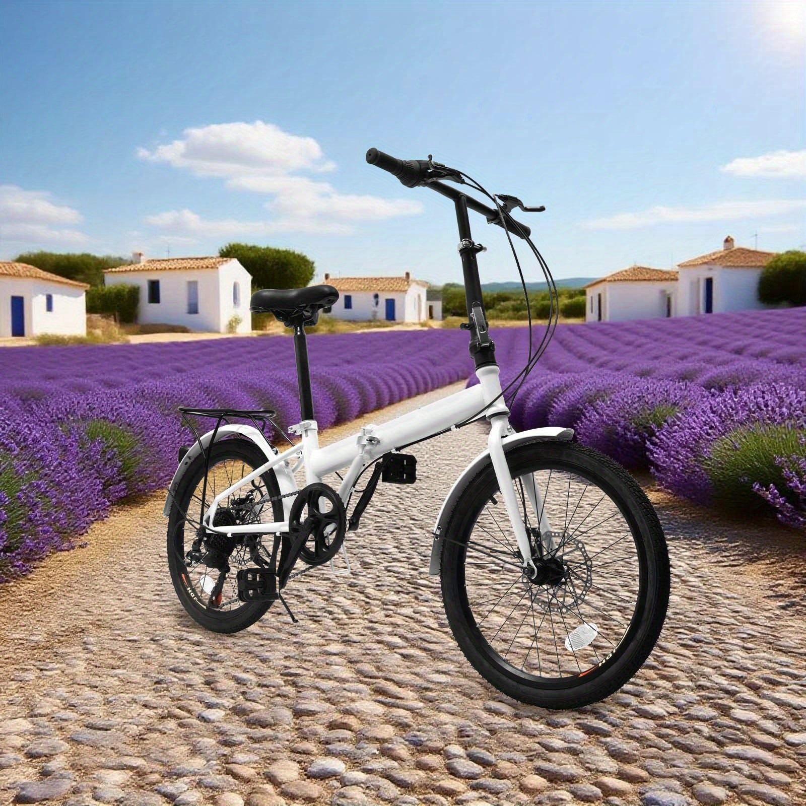 20-Inch Folding Bike - 7-Speed Foldable Bicycle with Front & Rear Disc Brakes & Fenders