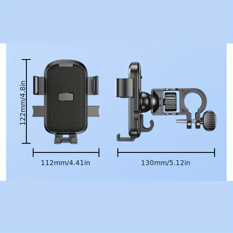 Bike\u002FE-Bike Motorcycle Phone Holder - Heavy-Duty Shockproof Anti-Shake Navigation Stand with Adjustable Clamp