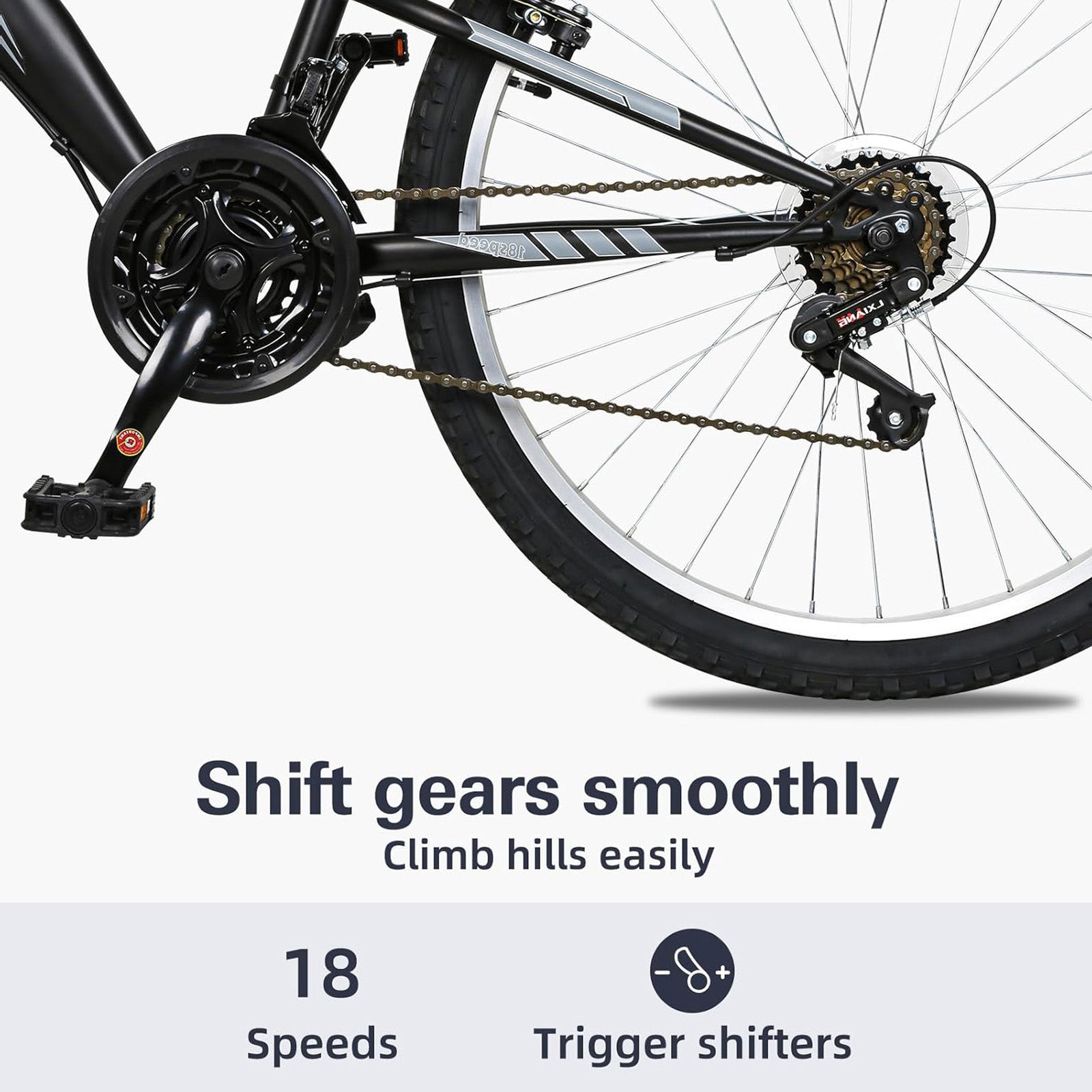 26 Inch 18-Speed Full Suspension Mountain Bike with V-Brakes & Alloy Steel Frame