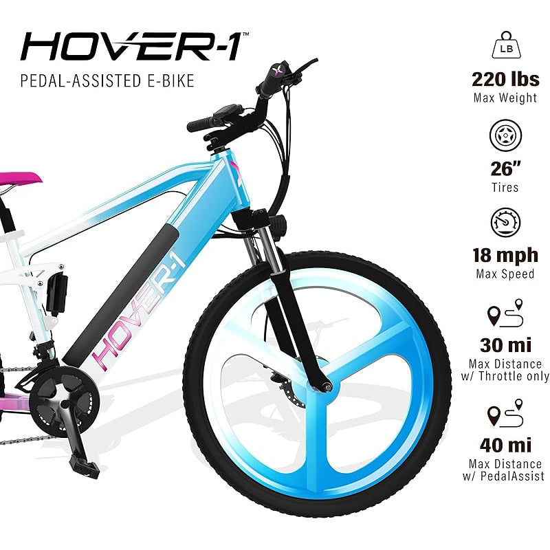Hover-1 Instinct Electric Bike with 350W Motor, 18 mph Max Speed, 26” Tires