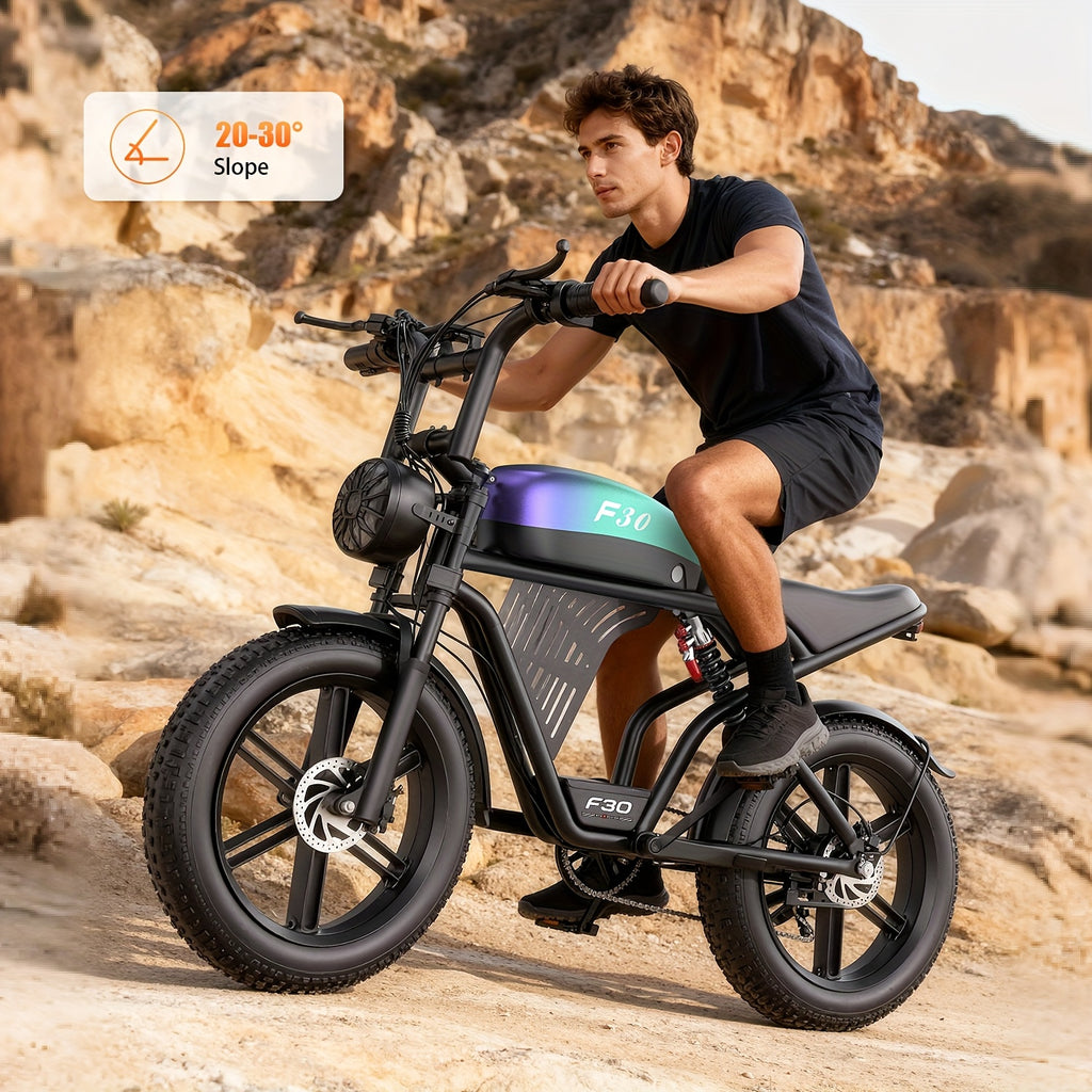 Electric Mountain Bike with Dual Suspension And Fat Tires, Featuring a 749W Motor