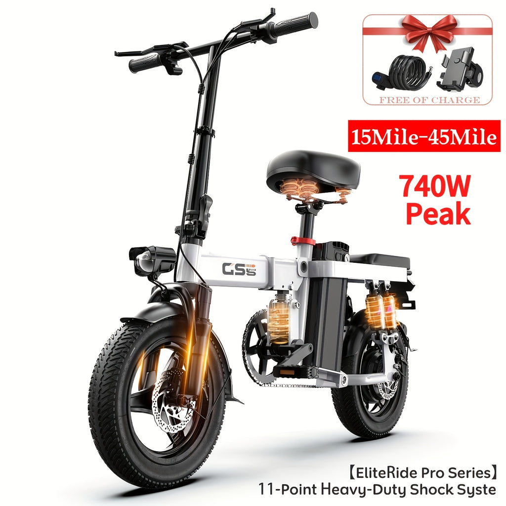 Electric Bike for Adults Peak 740W, 230 MPH Max Speed Folding Electric Bicycles, 14\