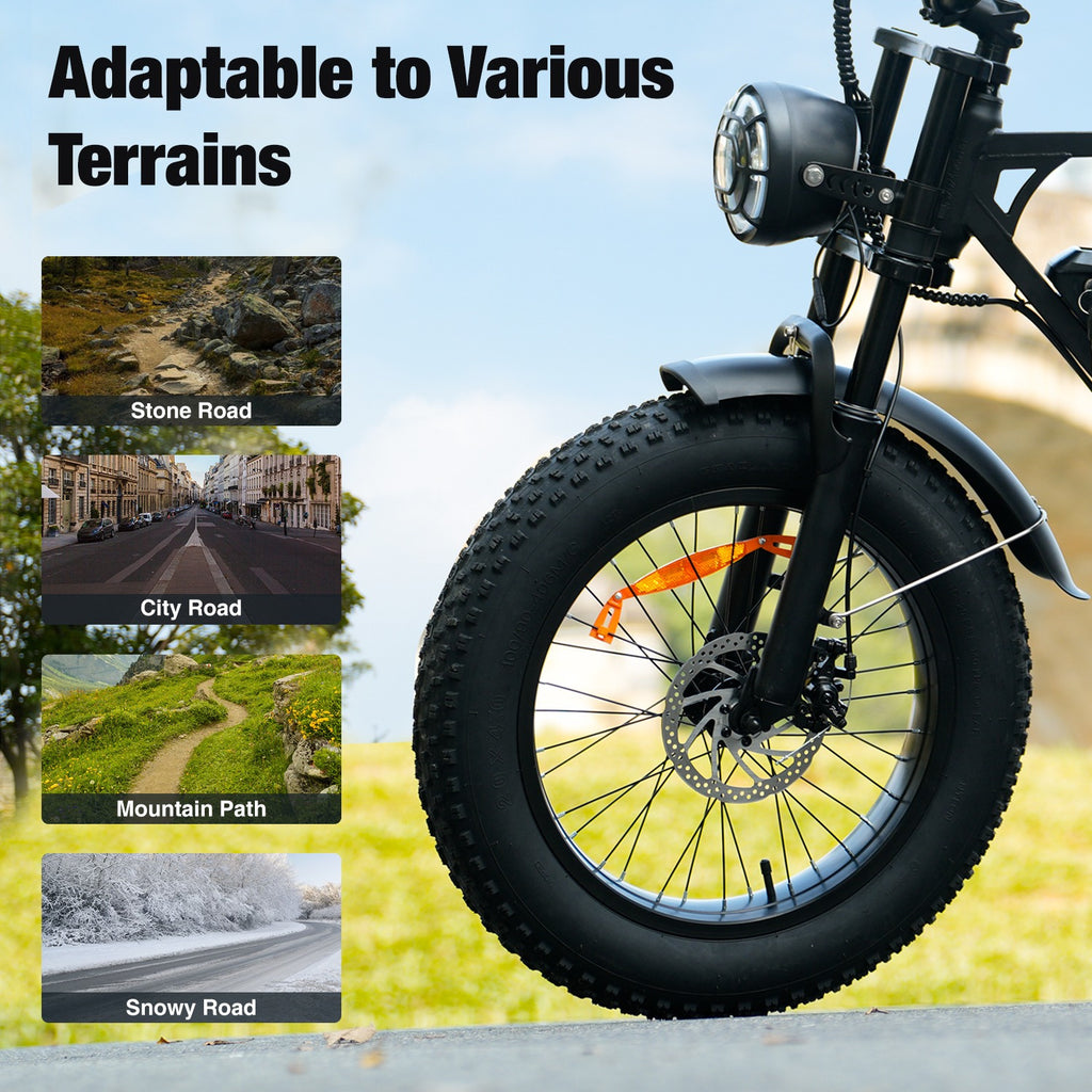 EB5 Adult All-Terrain Electric Bike, 500 Watt Motor, Top Speed 19 mph, Can Travel 55+ Miles, 20 Inch Thick Tires
