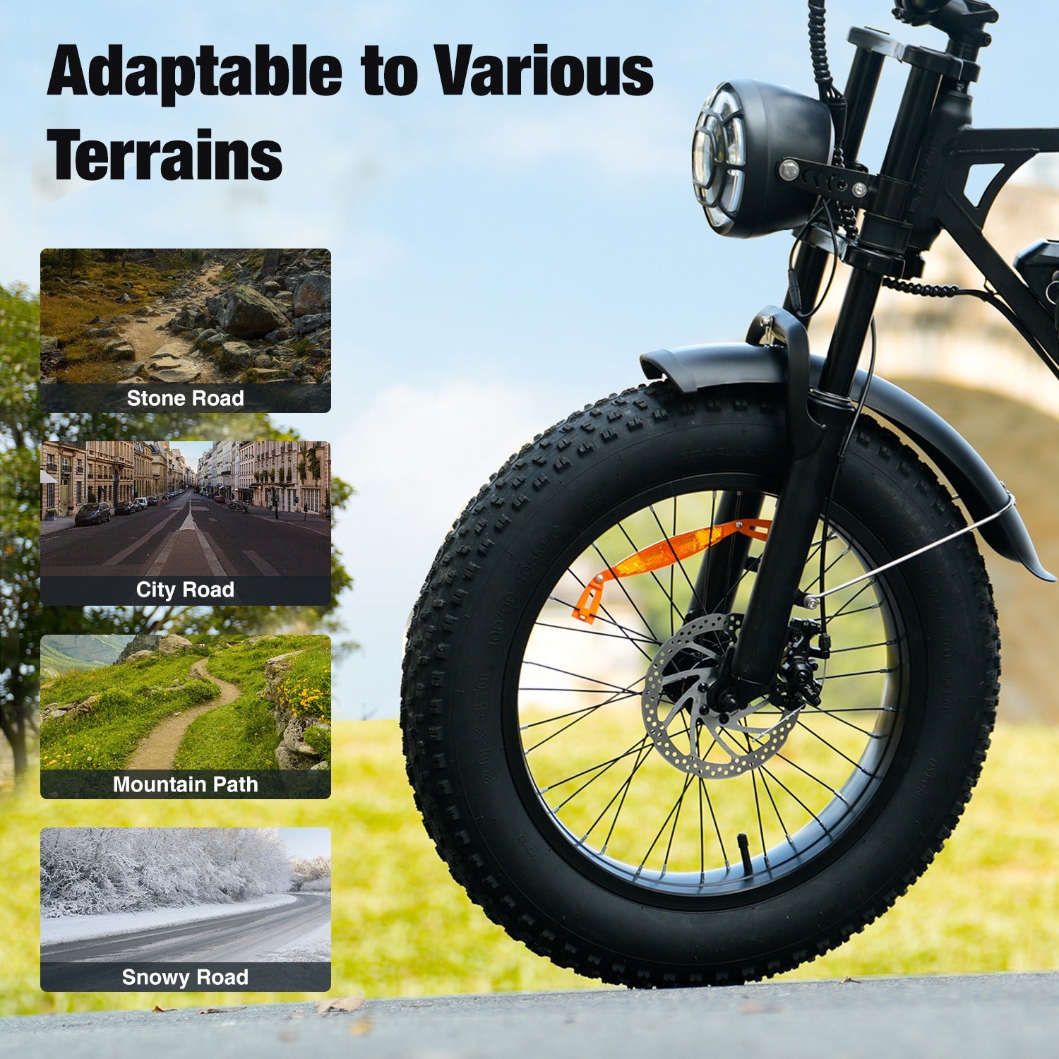 EB5 Adult All-Terrain Electric Bike, 500 Watt Motor, Top Speed 19 mph, Can Travel 55+ Miles, 20 Inch Thick Tires