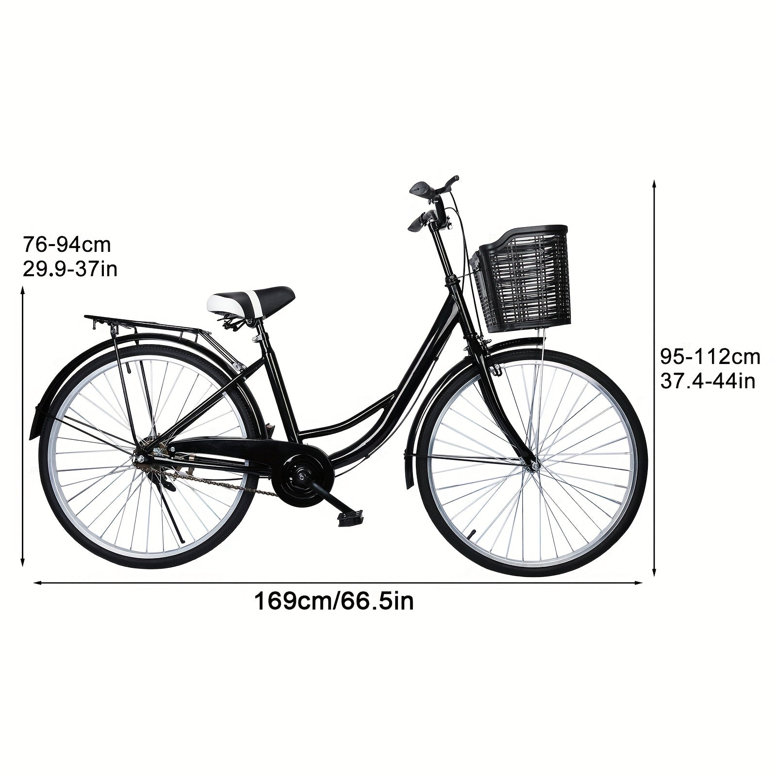 26 Inch Adult Cruiser Bicycle, Commuting Style City Bike with Basket