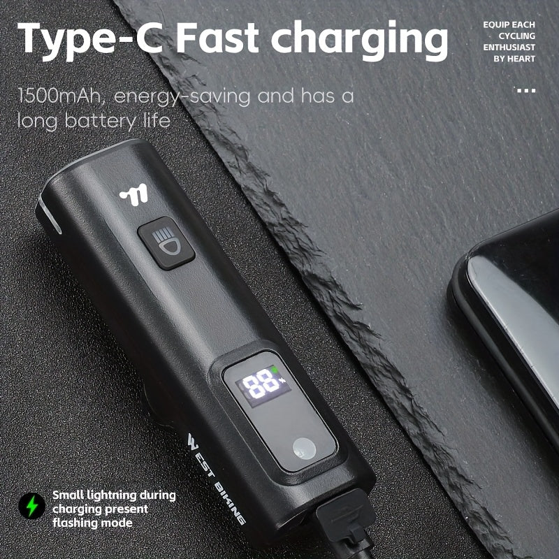 WEST BIKING Smart Bike Light 400LM USB-C Quick Charge Bike Headlight with Control