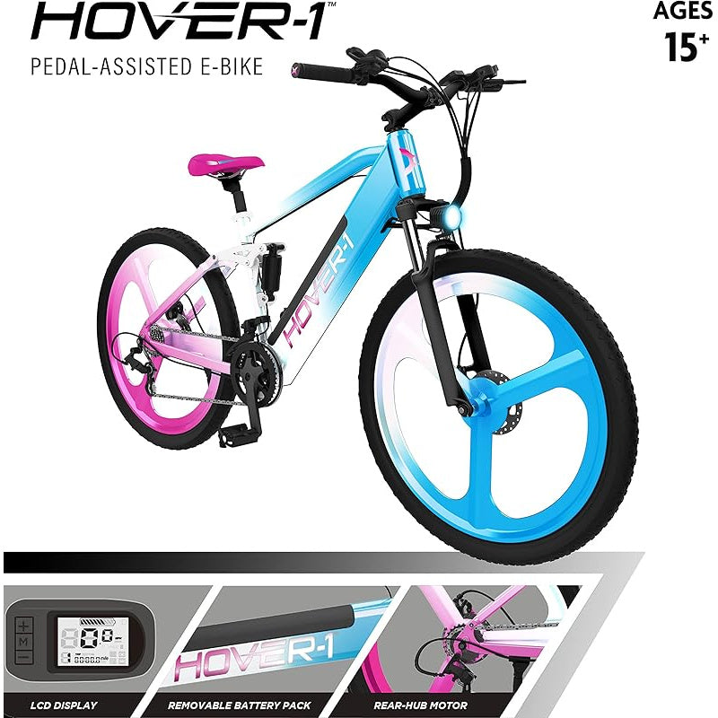 Hover-1 Instinct Electric Bike with 350W Motor, 18 mph Max Speed, 26” Tires